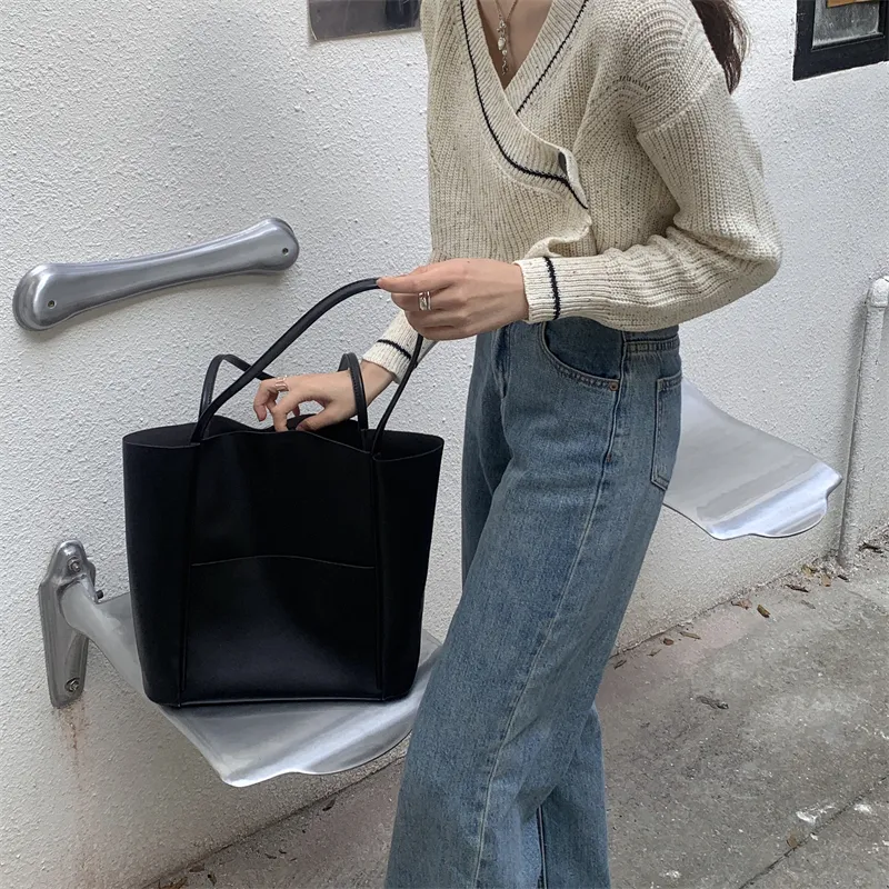 MARKANGARO PU Tote Bag Shoulder Bag Women's Black White Coffee-14