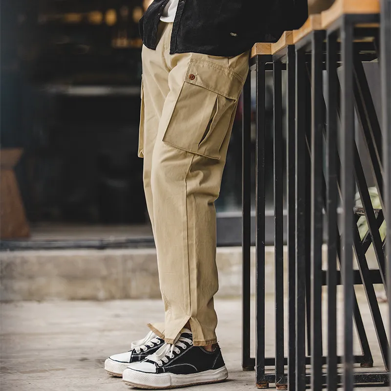 MADEN Casual Pants Men Khaki-4