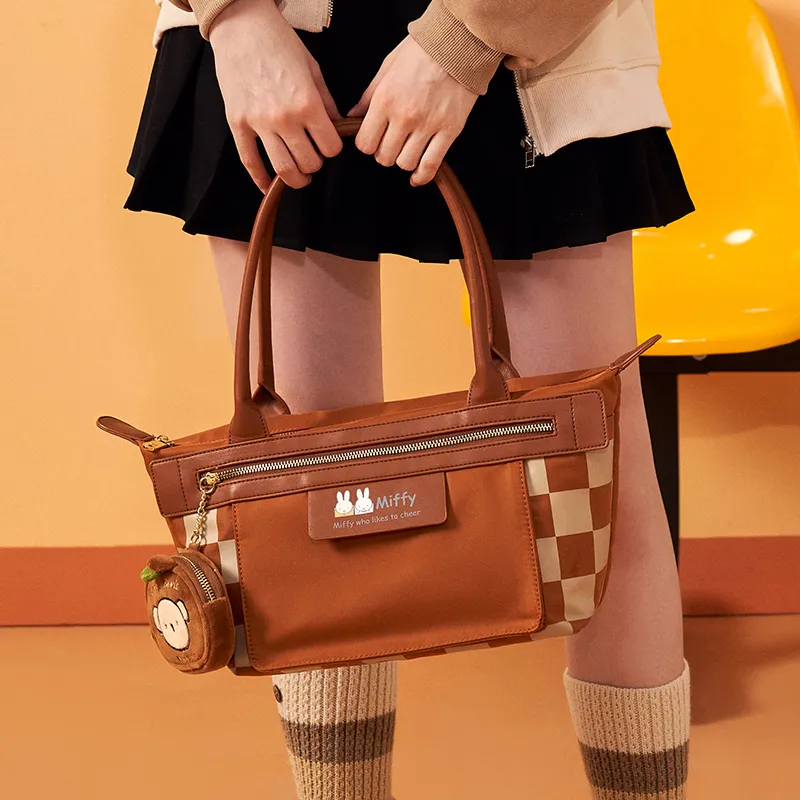 Miffy Nylon Tote Bag Shopping Bag Handbag Shoulder Bag Women's White/Brown-10