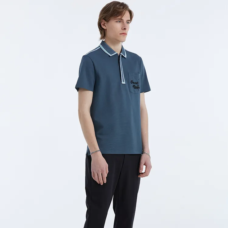 DAVID NAMAN Laputa Collection Polo Shirts Men Gray Blue-4