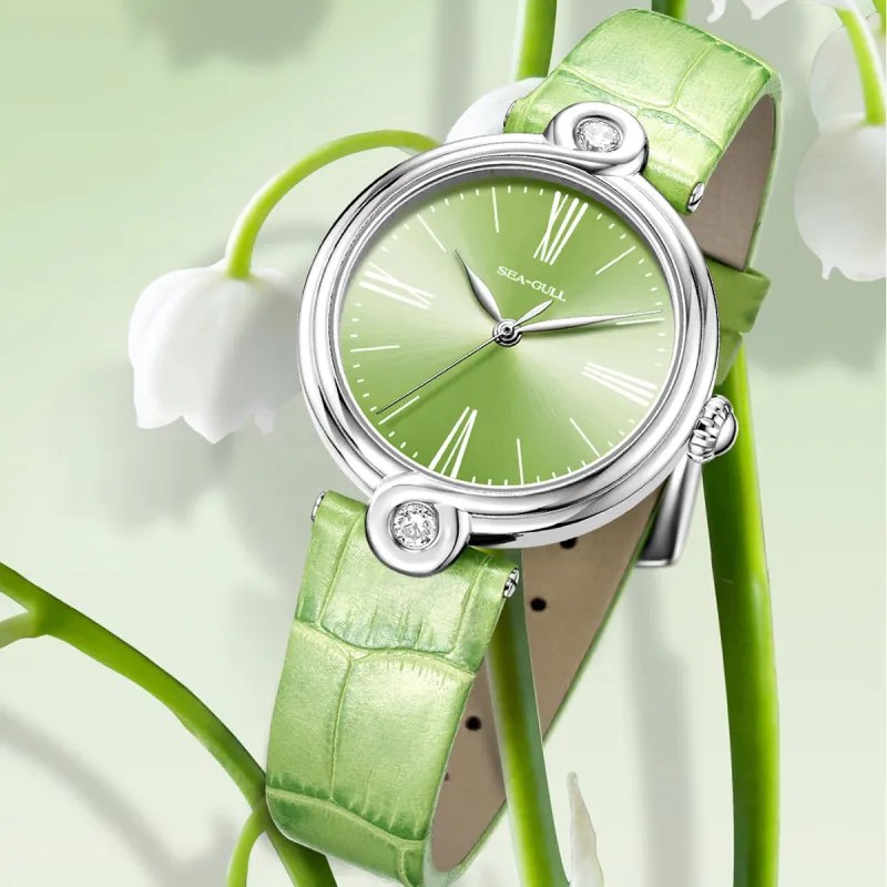 Sea Gull Unlimited Series Automatic Mechanical Movement Leather Strap Watch Women's Watch White Dial-2