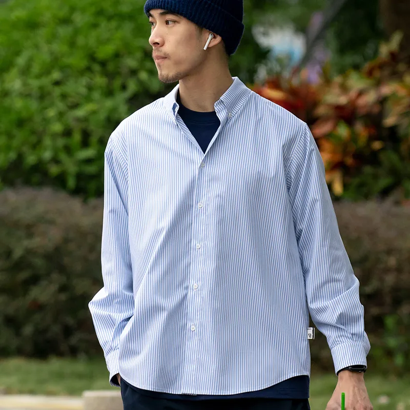 URBAN STANDARD Shirts Men Blue White Stripes-2