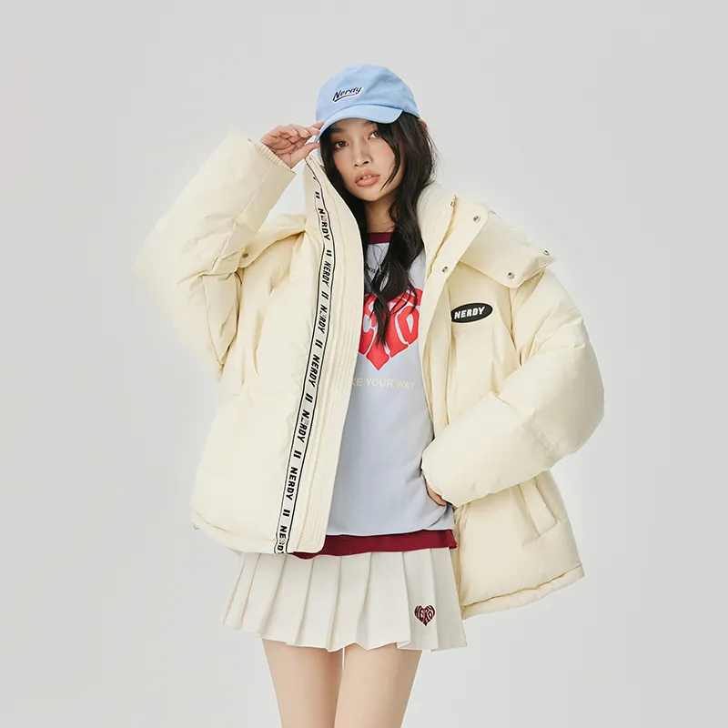 Nerdy Down Jackets Unisex Milk White-4