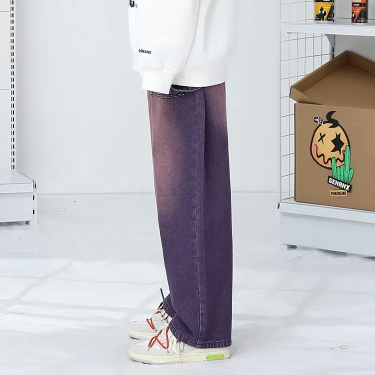 GENANX Straight Jeans Unisex Purple-4