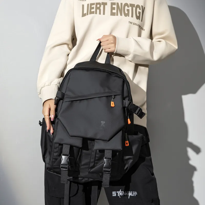 KONADCT Oxford/PU Backpack Large Size Unisex Black/Gray/White/Purple/Monogram/Coffee-5