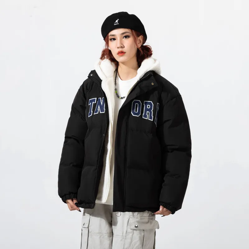 STNW Letter Hooded Loose Fit Thickened And Fleece Lined Puffer Jacket Unisex-2