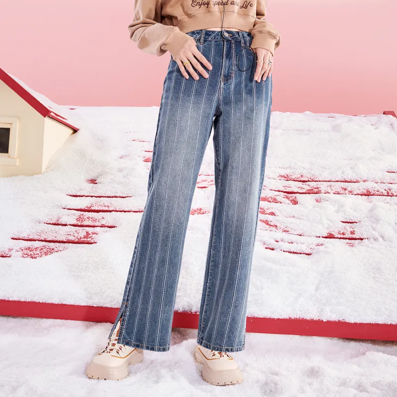 SEENFAAN Straight Jeans Women's Denim Blue-2