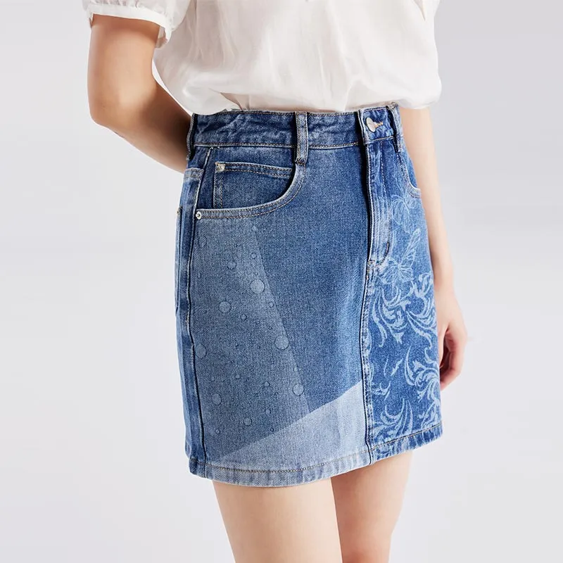 SUPIN Denim Short Skirts Women's Blue-5