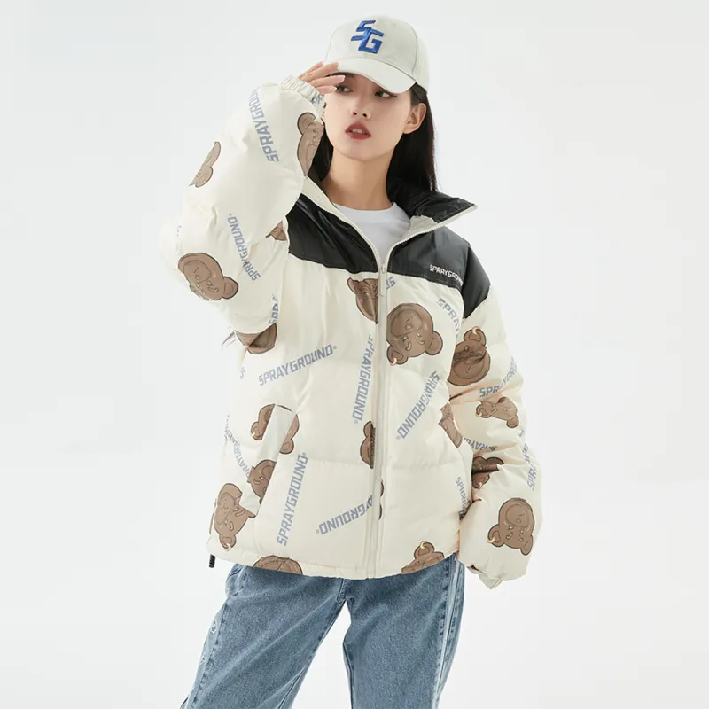SPRAYGROUND Animal Pattern Stand Collar Loose Fit Thickened Down Jacket Unisex-9