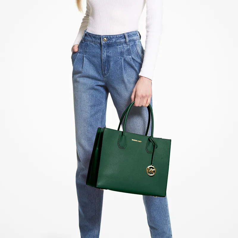 MICHAEL KORS Mercer Split Cow Leather Shoulder Bag, Crossbody Bag, Handbag Tubas Women's Grass Green-2