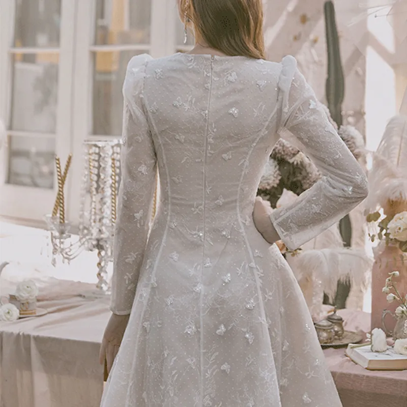 Marie Elie Long-Sleeved Dresses Women's White-3
