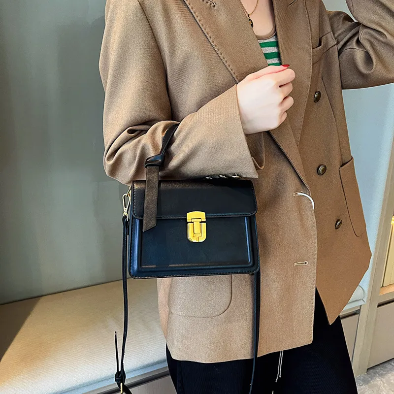 JANE KLAIN PU Small Square Bag, Handbag, Crossbody Bag Small Size Women's Midnight Black/Chestnut Brown-6