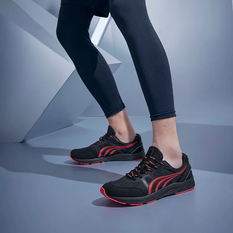 DO WIN Marathon Cushioning Anti Slip Wear Resistant Breathability Low Top Running Shoes Unisex Black Red-7
