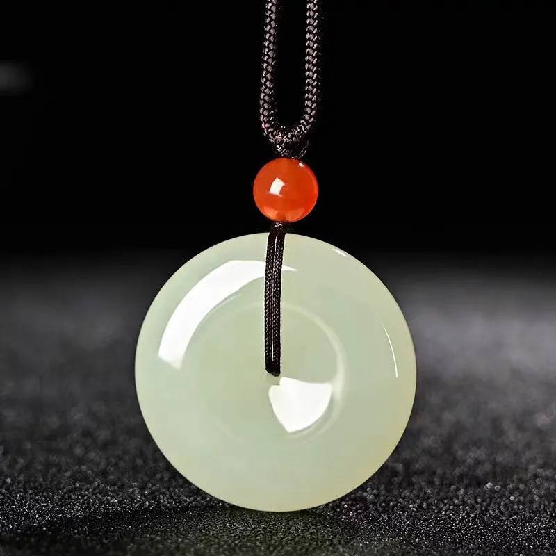 Qing Yi Hetian Jade Pendants Unisex Pale Greenish White Jade-2