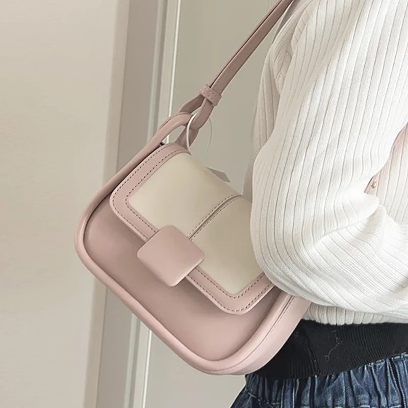 MARKANGARO PU Small Square Bag Portable Crossbody Bag Shoulder Bag Regular Women's Macaron Color Series-11