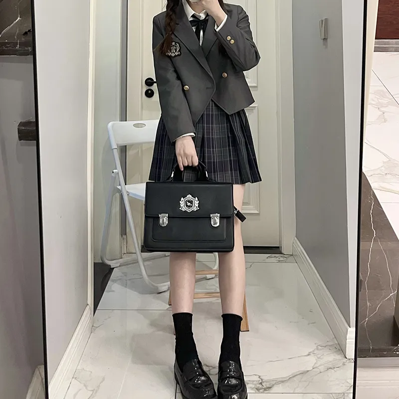 Tokyo Season Casual Short Skirts Women's Carbon Fiber Estate Plaid Skirt-42