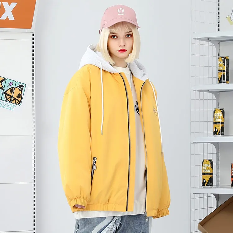 GENANX Letter Plaid Hooded Loose Fit Puffer Jacket Unisex-11