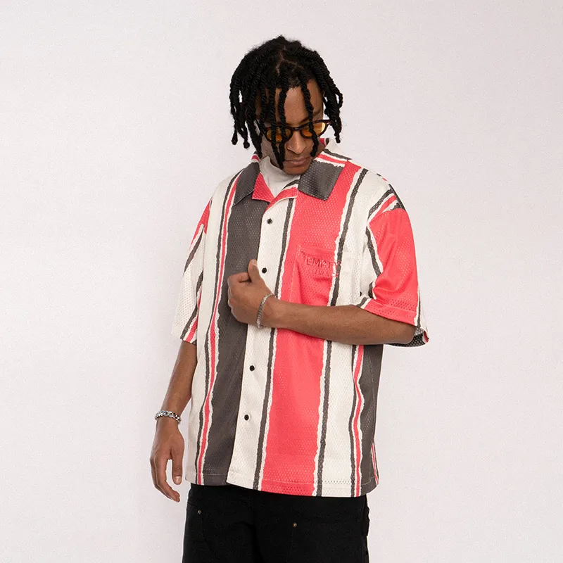 EMPTY REFERENCE Short Sleeved Shirt Unisex Black Red-2