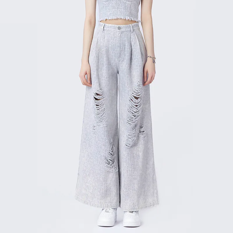 Laurence & Chico Wide Leg Thin Jeans Women's Gray-2