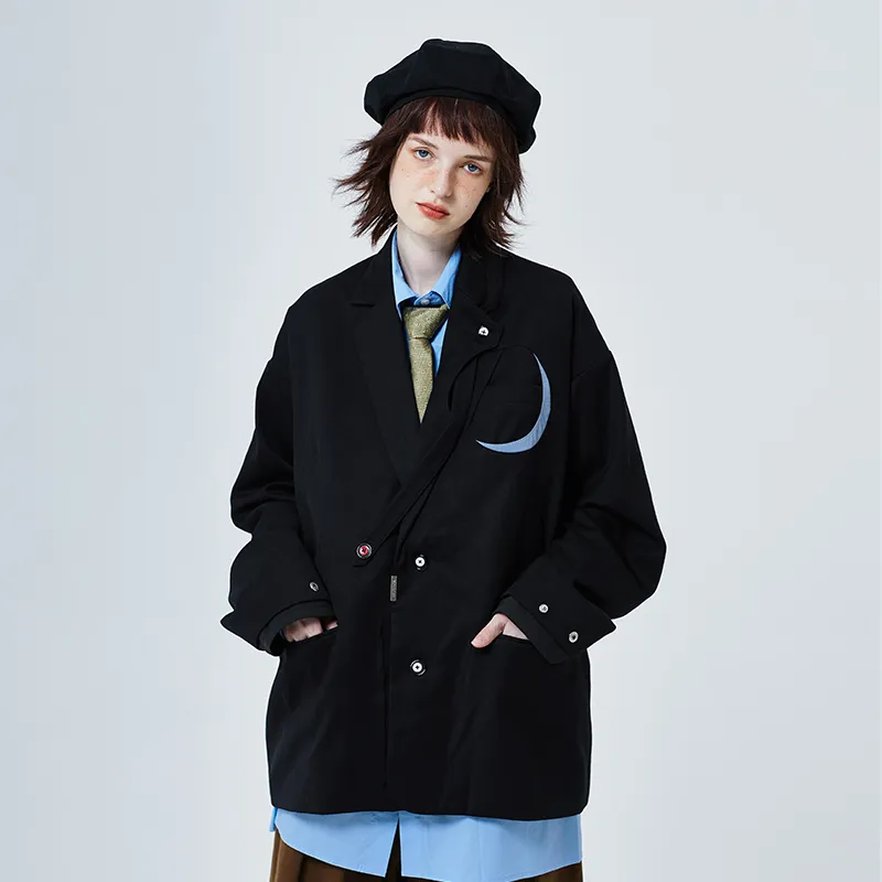 A SQUARE ROOT Business Suit Coat Unisex Black-2