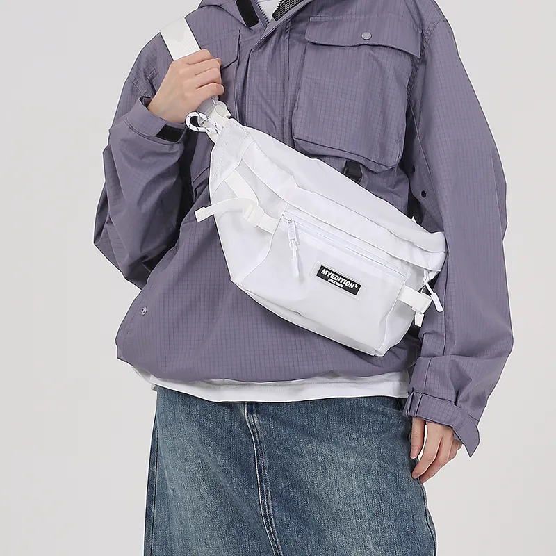 MYEDITION 7L Sling Bag Crossbody Bag Outdoor Bag Oxford White/Black Unisex-3