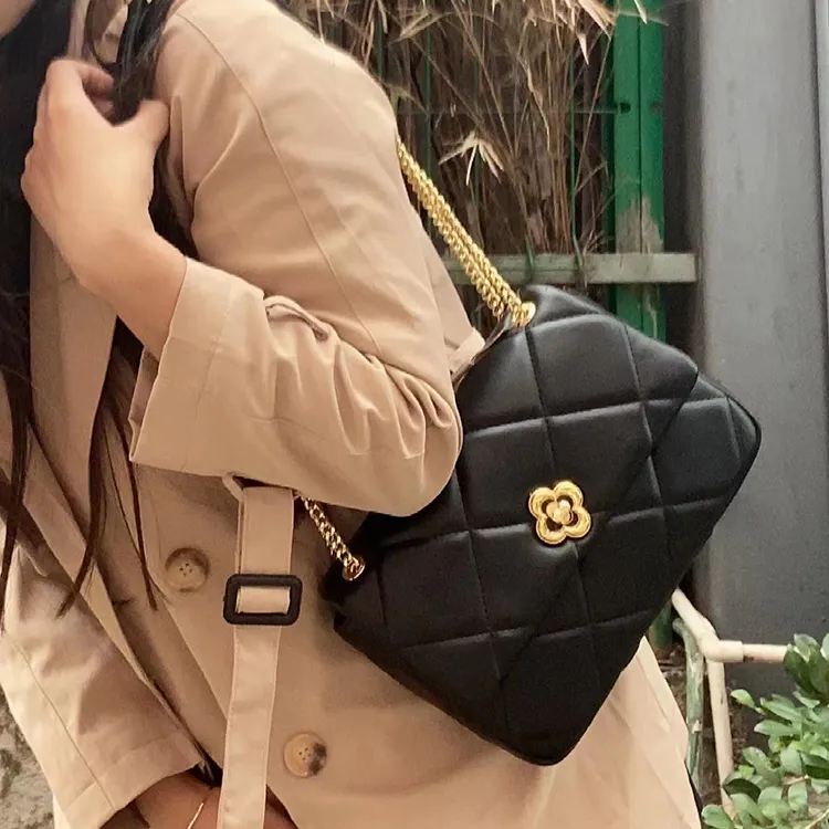 NUCELLE PU Small Square Bag One Shoulder Shoulder Bag For Women's Medium Size Women's White/Black/Pink-21