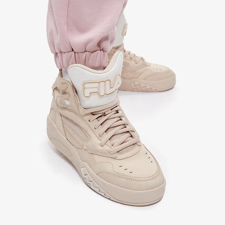 FILA FUSION Desperado We Mid Top Vintage Basketball Shoes Women's Cassava Powder Snow White-8