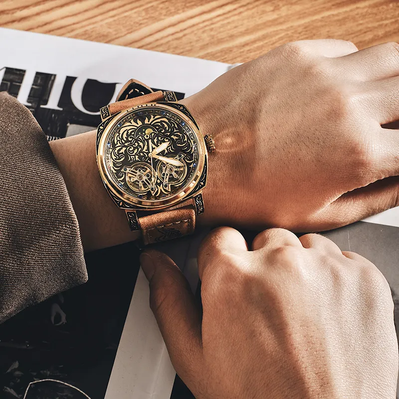 VRQ Good And Evil Watch Automatic Mechanical Movement Watch Men's Watches Cut Out Dial-2