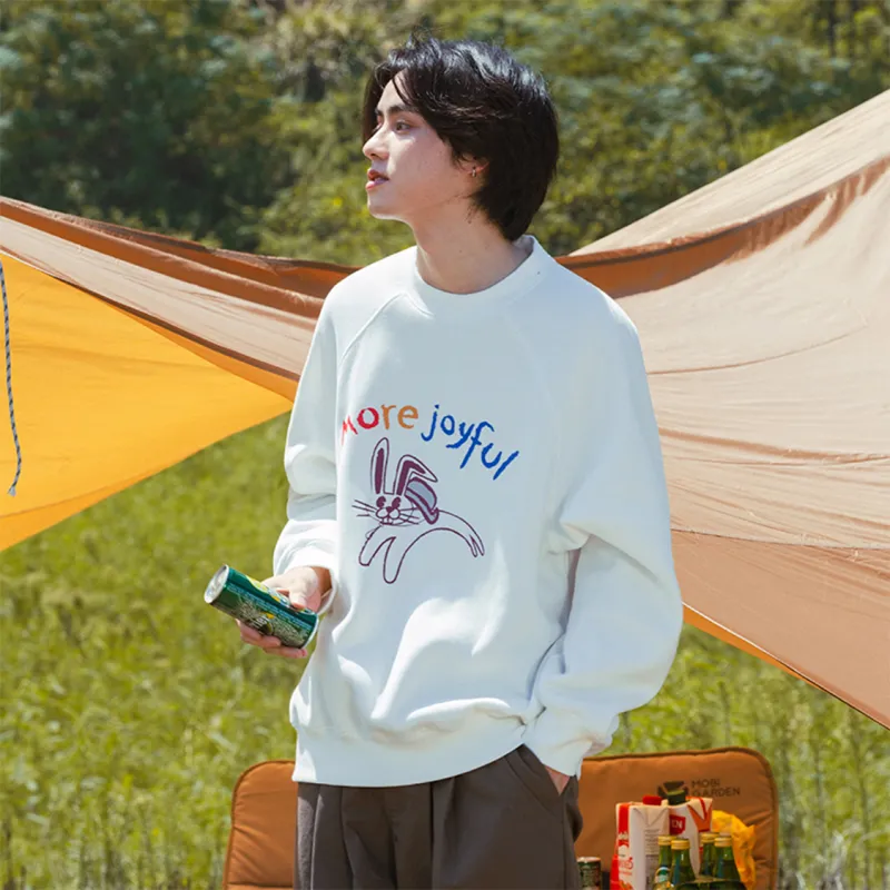 TIKIMOMOKA Cokein Crew Neck Loose Fit Sweatshirt Unisex White-3