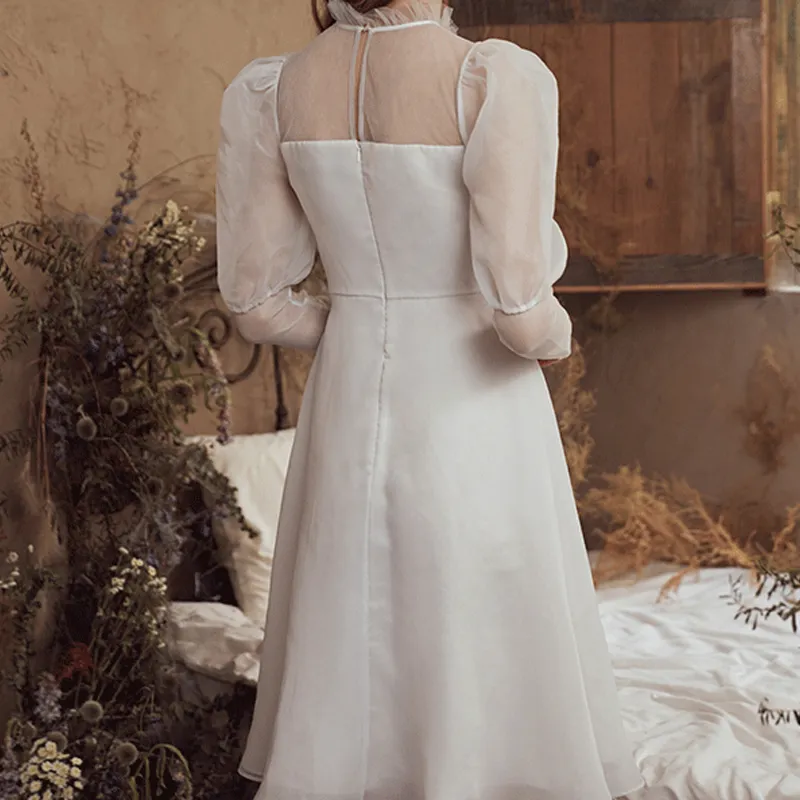 Marie Elie Long-Sleeved Dresses Women's White Purple-4
