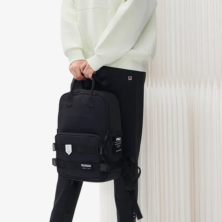 FILA Fabric Laptop Backpack Medium Size Women's Pitch Black-4