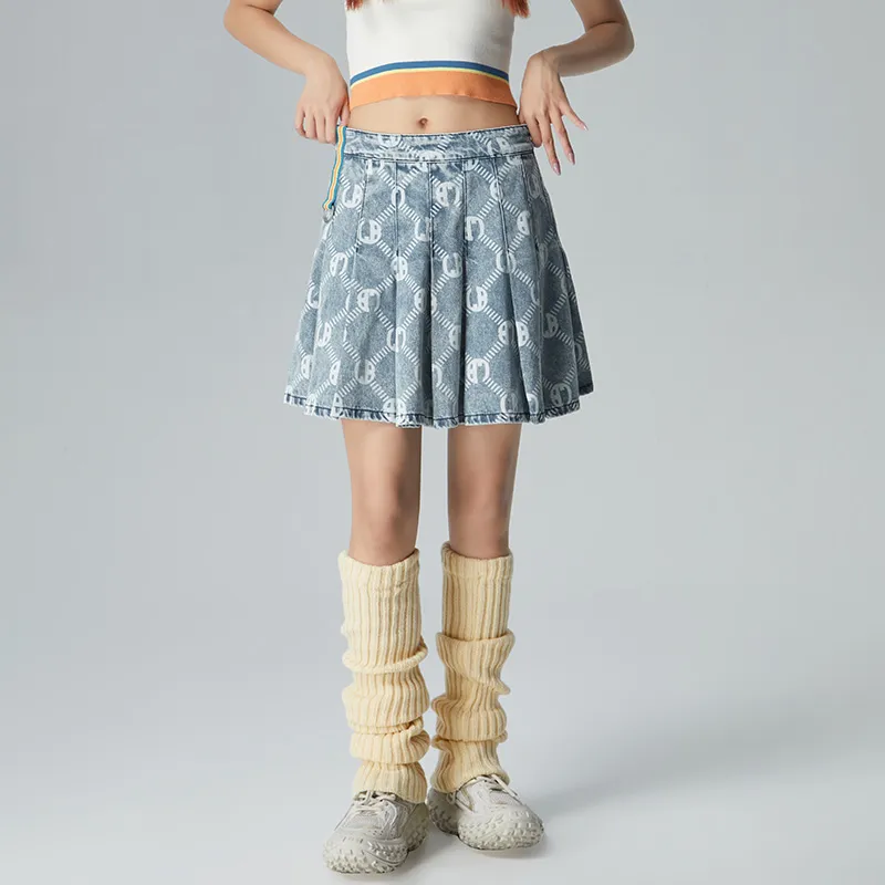 LALABOBO Casual Short Skirts Women's Light Blue White-4