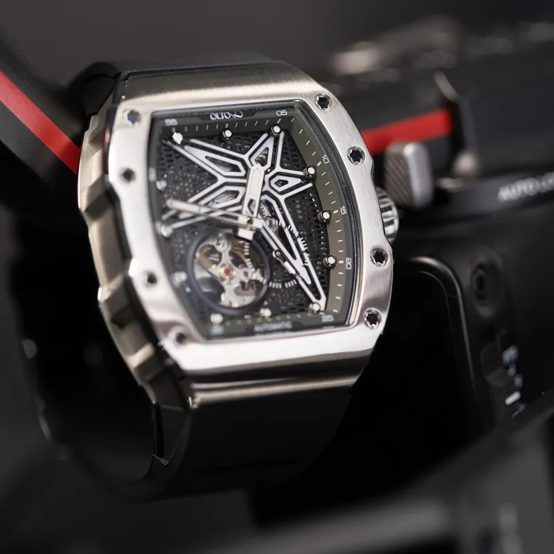 OLTO 8 Astral Series Wrist Watch Automatic Mechanical Movement Silicone Strap Black Dial Men's Watches-17