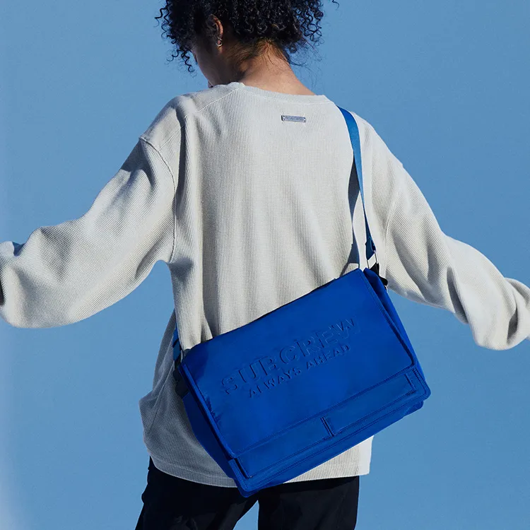 Subcrew Polyester Shoulder Bag Messenger Bag Briefcase Crossbody Bag Large Size Unisex Black Blue-7