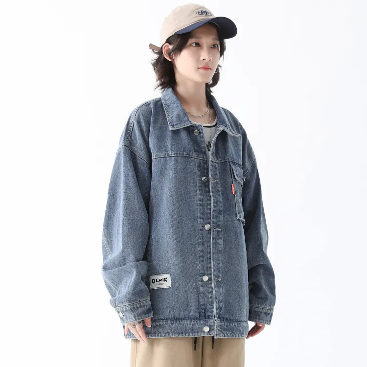 OLRIK Loose Fit Denim Jacket Fall Unisex-9