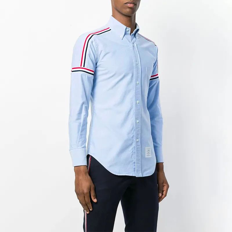 THOM BROWNE Rwb Elastic Stripe Oxford Shirt-2