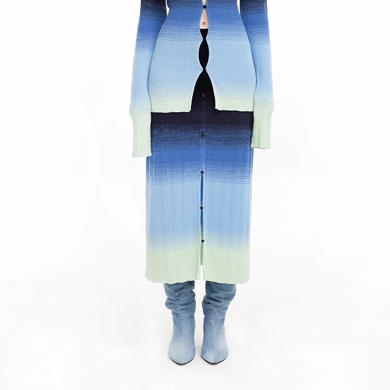Cubic Knit Long Skirts Women's-2