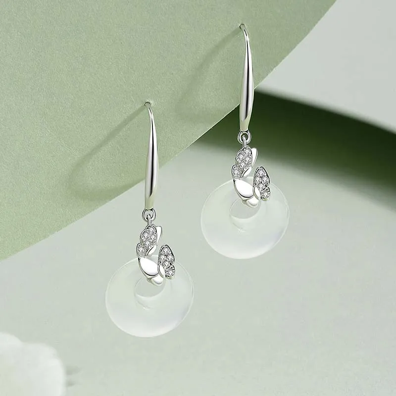 YINCHIE Chalcedony S925 Silver Hoop Earrings Women's-1