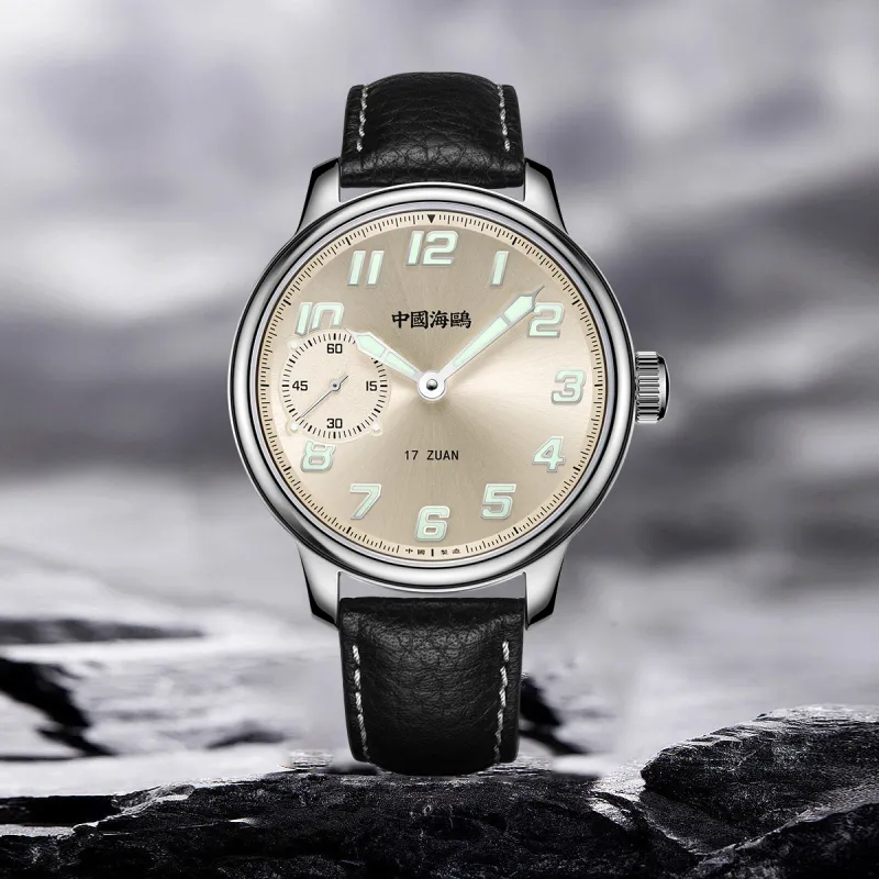 Sea Gull Manual Mechanical Movement Genuine Leather Strap Watch Men's Watches Silver Dial 819.13.6147-4