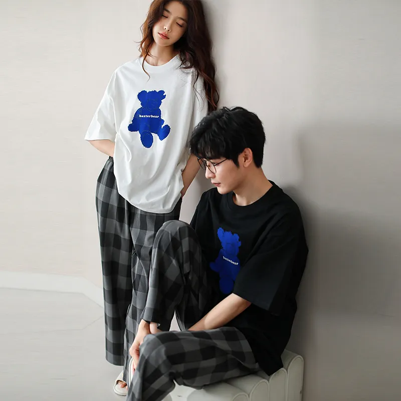 MEITENG Pajama Set Unisex White Black-4