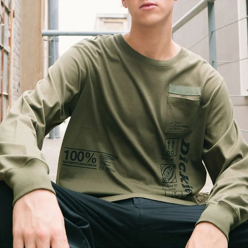 Dickies Long Sleeved T Shirt Men's Army Green-1