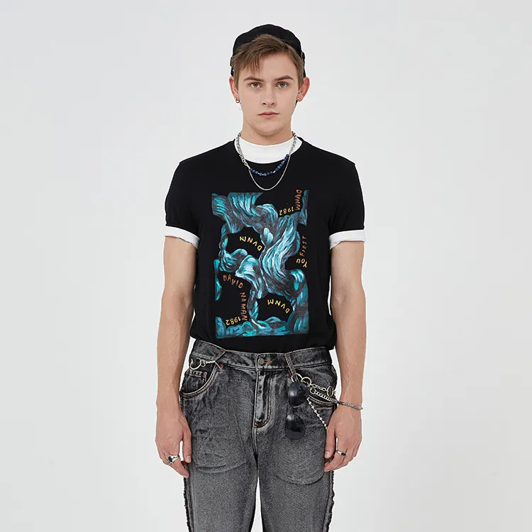 DAVID NAMAN FW22 Straight T Shirt Men's Black-2