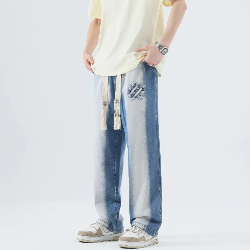 BEENTRILL Jeans Unisex Blue With White Lettering-3