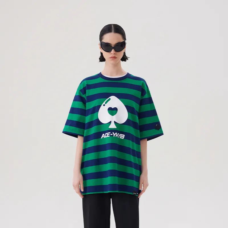 YK&YB T Shirts Unisex Blue Green Stripes-2