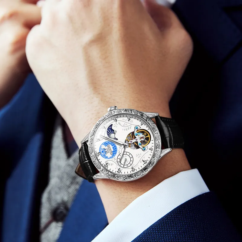 OLEVS Mechanical Movement Watch Men's Watches White Dial-4