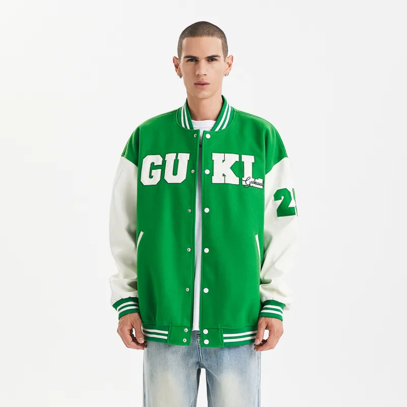 GUKUUL Baseball Jacket Winter Unisex Green-6