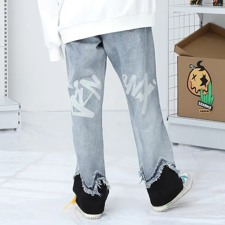 GENANX Straight Jeans Unisex Denim Blue-4