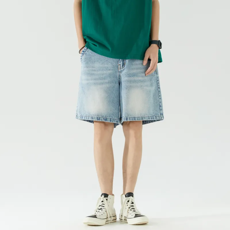 BEENTRILL Denim Shorts Unisex Washed Blue-3