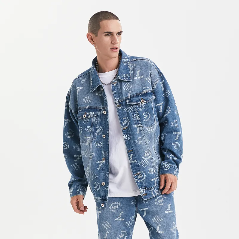 GUKUUL Loose Fit Denim Jacket Unisex Blue-2