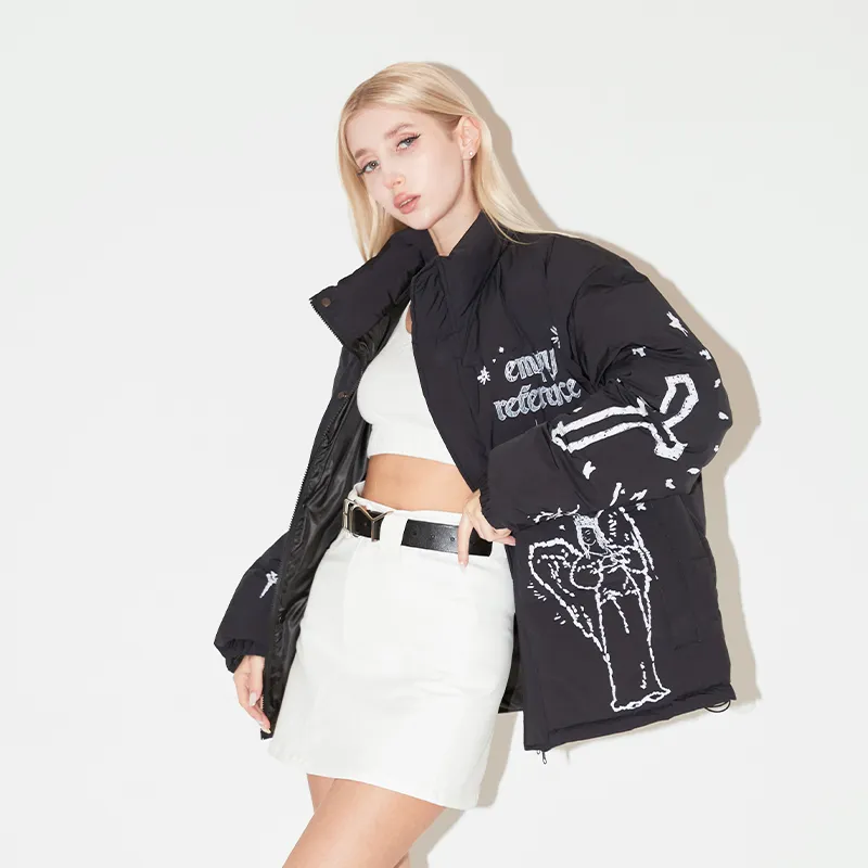 EMPTY REFERENCE Puffer Jacket Unisex Black-2